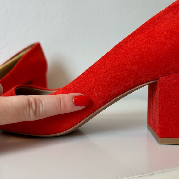 🧡 H&M Orange Faux Suede Block Heels Size 39 (8.5) - Picture 7 of 8